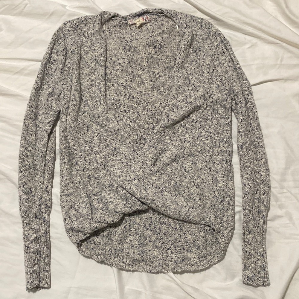 Grey Sweater Criss Cross Top